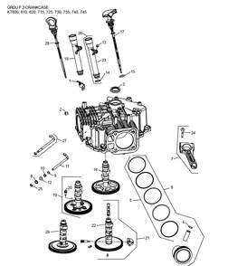 Kt715-3066 Crankcase Diagram and Parts List for KT715-3066  Cub Cadet Engine